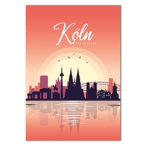 Vacentures Stadtposter Köln Skyline-Poster - Geschenk für Kölner (50x70 CM) von Vacentures
