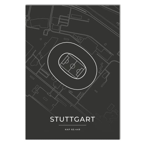 Vacentures Stuttgart Stadion Poster - Fussballstadion-Poster - Geschenk für Fußballfans (21x30 CM) von Vacentures