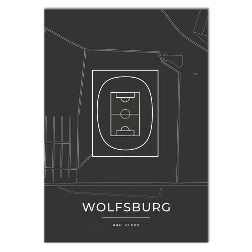 Vacentures Wolfsburg Stadion Poster - Fussballstadion-Poster - Geschenk für Fußballfans (30x40 CM) von Vacentures