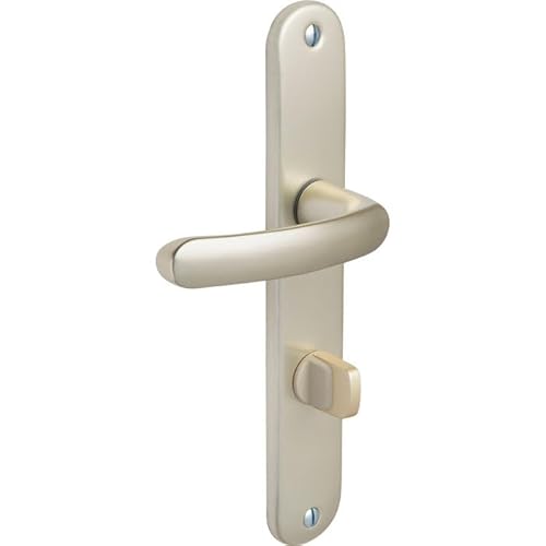 Vachette Türgriff-Set auf großer Platte – Version mit Verurteilung für WC/SDB-Türen, Abstand 195 mm – System zum einfachen Anbringen – aus robustem Aluminium – champagnerfarben von Vachette