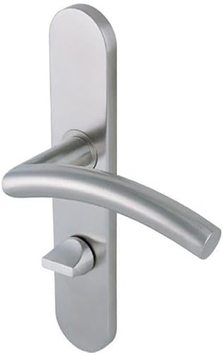 Vachette Linox 494 Türgriff-Set auf großer Platte – Komma-Ständer – Verurteilung – Badezimmertür und WC – Abstand 195 mm – einfache Montage – aus Edelstahl von Vachette