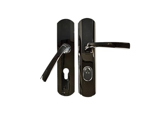 Vachette Muze Türgriff, gepanzert, auf Platte für Haustür, Schlüssel-Version I – Abstand 195 mm – widerstandsfähiges Zamak-Material – schwarze Diamant-Oberfläche von Vachette