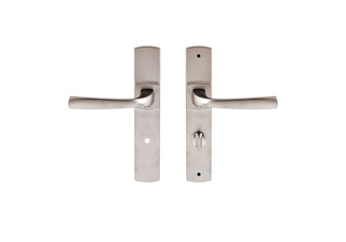 Vachette Türgriff-Set auf großer Platte MUZE – Version mit Verurteilung für WC/SDB-Türen, Abstand 195 mm – System zum einfachen Anbringen – aus robustem Zamak, Platin-Finish von Vachette