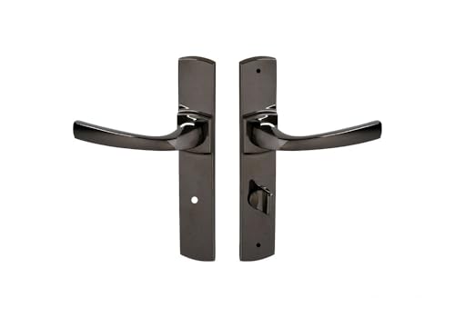 Vachette Türgriff-Set auf großer Platte MUZE – Version mit Verurteilung für WC/SDB-Türen, Abstand 195 mm – System zum einfachen Anbringen – robustes Zamak, schwarze Diamant-Oberfläche von Vachette