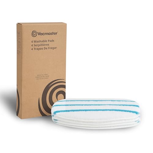 Vacmaster 952779 Mikrofaser- und waschbare Ersatz-Mopp-Pads, 4 Stück, für SMF1501 2-in-1 Dampfreiniger von Vacmaster