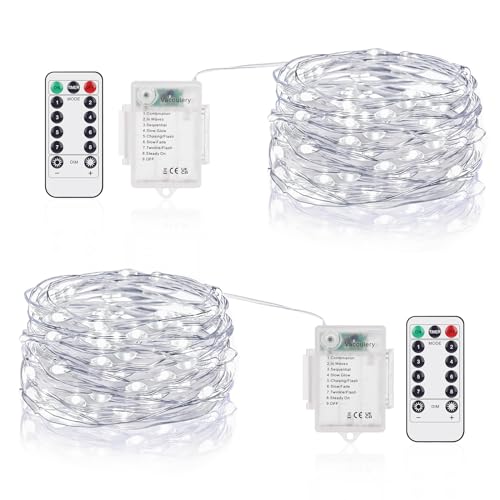 2 x 50er Led Lichterkette mit Batterie, 5M LED Batteriebetrieben Drahtlichterkette mit 8 Programm und Timer für Zimmer, Terrasse, Innen/Außen Dekoration, Beleuchtung Deko 2 x 50er Led Lichterkette mit Batterie, 5M LED Batteriebetrieben Drahtlichterkette mit 8 Programm und Timer für Zimmer, Terrasse, Innen/Außen Dekoration, Beleuchtung Deko von Vacoulery