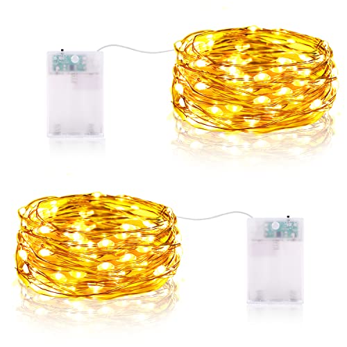 LED Lichterkette Batterie Timer, 2 Stück Lichterkette Innen Batterie 3m 30er Draht Micro Lichterkette Wasserdicht Weihnachten Dekoration Lichterkette für Party Garten Zimmer Deko - Warmweiß von Vacoulery