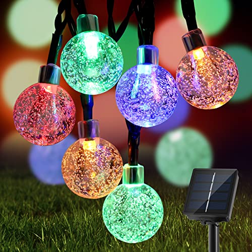 Lichterkette Außen Solar, 8M 60 LED Solarlichterkette Aussen Wetterfest, 8 Modi mit Timer Outdoor Kristall Kugeln Dekorative für Garten, Balkon, Terrasse, Hochzeiten, Weihnachten, Ostern (Bunt) von Vacoulery