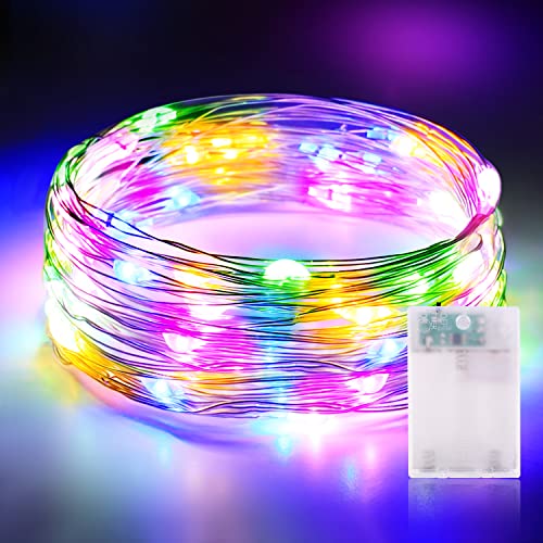 Vacoulery Lichterkette Batterie Timer, 1 Stück Kupfer Drahtlichterkette 3m 30 LEDs Lichterketten Weihnachten Batteriebetrieben Wasserdichte Lichter für Party, Hochzeit, Halloween Deko - Bunt von Vacoulery