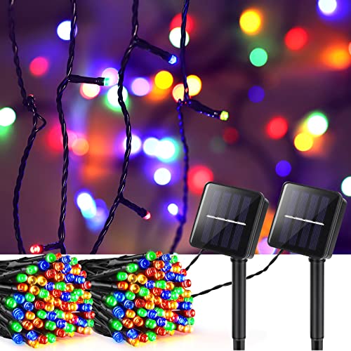 Vacoulery Solar Lichterkette Aussen, 2 Stück 12M 100LED Lichterkette Außen Wasserdicht 8 Modus Solarlichterkette Weihnachtsbaum Aussen Deko für Garten, Balkon, Terrasse, Hochzeit, Zaun, Party (Bunt) von Vacoulery