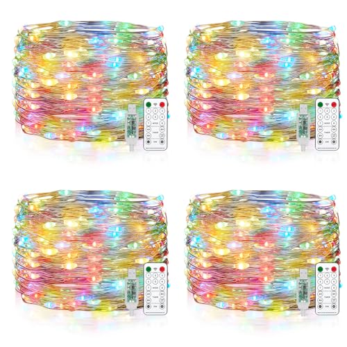 Vacoulery Wasserdicht Draht Lichterkette, 4 x 10M 100 LED USB Weihnachten Außenlichterkette Micro Lichterkette Außen und Innen mit Fernbedienung 8 Programm und Timer für Schlafzimmer, Party, Hochzeit Vacoulery Wasserdicht Draht Lichterkette, 4 x 10M 100 LED USB Weihnachten Außenlichterkette Micro Lichterkette Außen und Innen mit Fernbedienung 8 Programm und Timer für Schlafzimmer, Party, Hochzeit von Vacoulery