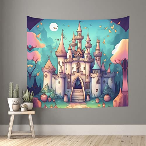 Vacsax Klassischer Wandteppich mit Schloss und Kunst, Wandbehang, Heimdekoration, 130 x 152 cm, Schlafzimmer, Wohnzimmer, Schlafzimmer von Vacsax