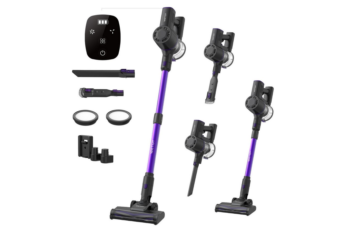 Vactidy Akku-Hand-und Stielstaubsauger V8 Pro, 160 W, Staubsauger Kabellos 35000Pa, 8 in 1 Akku Staubsauger, 45Min, Staubsauger Kabellos 35000Pa, 8 in 1 Akku Staubsauger, 45Min von Vactidy