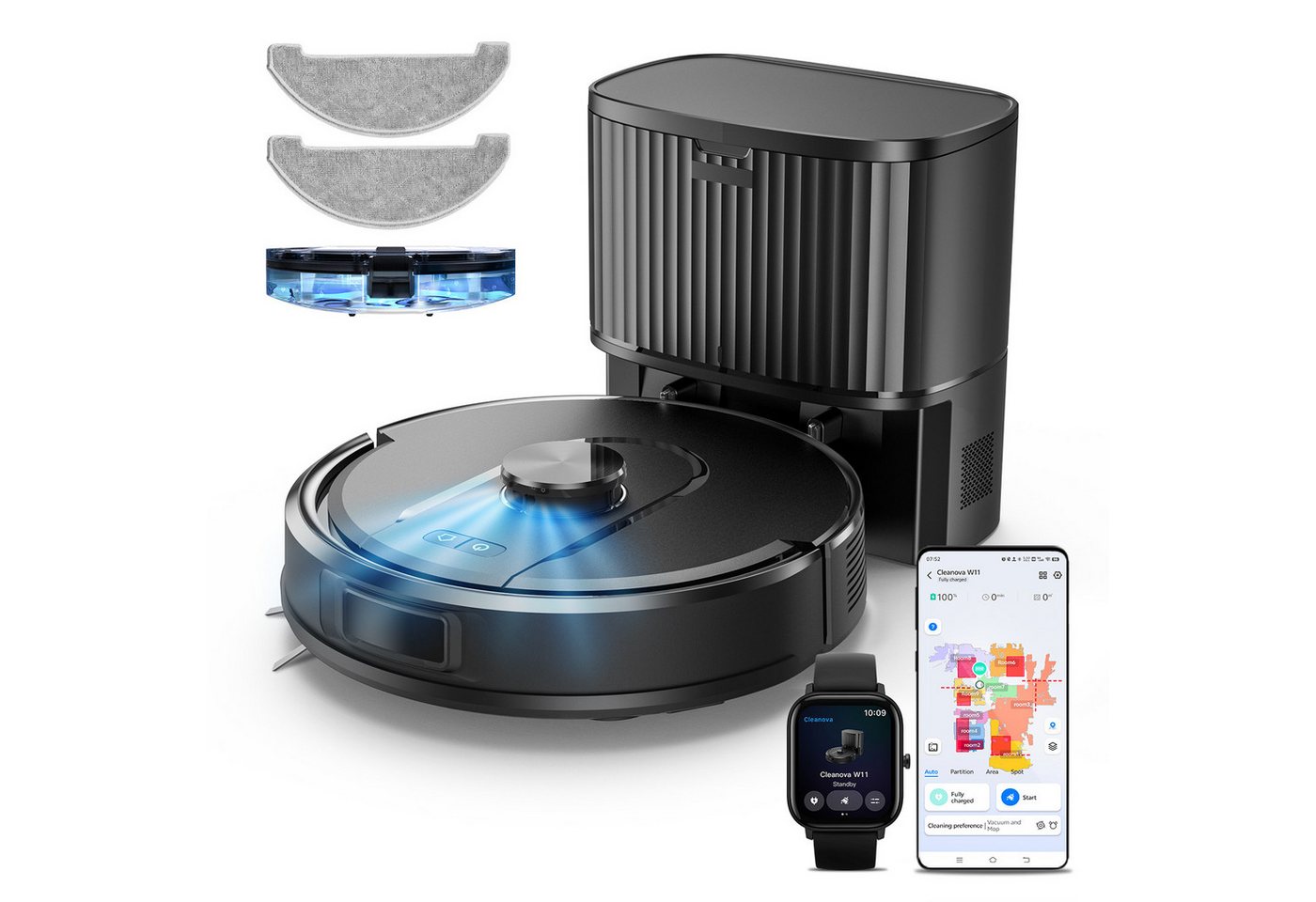 Vactidy Saugroboter W11 3-in-1 Nass Trocken Saugroboter, beutellos, 5000Pa/180Min Staubsauger Roboter mit Absaugstation, LiDAR-Navigation Vactidy Saugroboter W11 3-in-1 Nass Trocken Saugroboter, beutellos, 5000Pa/180Min Staubsauger Roboter mit Absaugstation, LiDAR-Navigation von Vactidy