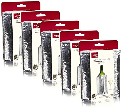 Vacu Vin 5er Set Aktiv Flaschenkühler Weinkühler Silber für 0,75-1 Liter Flaschen von Vacu Vin