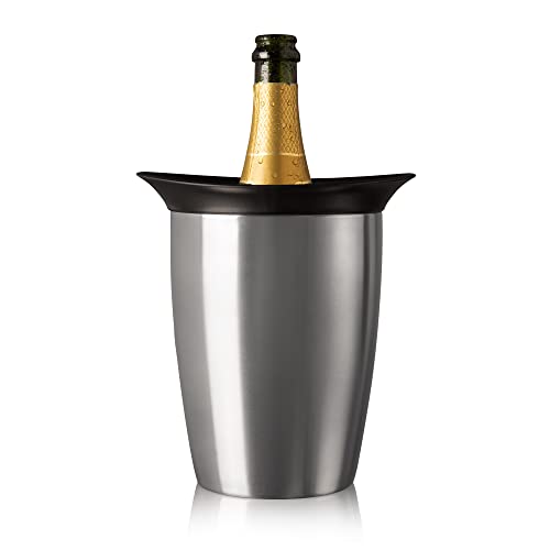 Vacu Vin Aktiver Kühler Champagner Elegant - Wiederverwendbarer Champagnerflaschenkühler - Edelstahl - Prosecco Kühler Für Standardflaschengröße von Vacu Vin