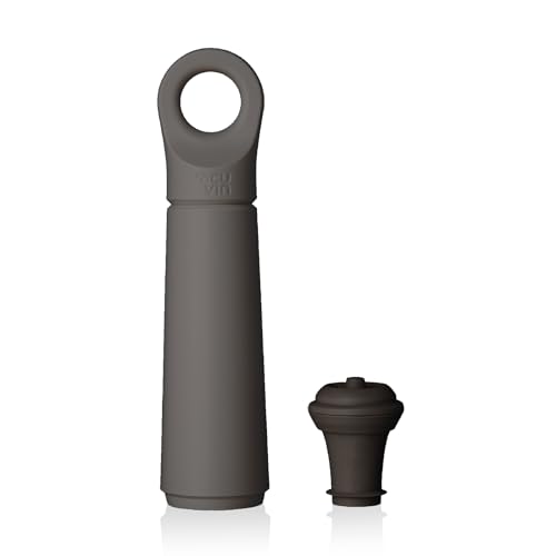 Vacu Vin Weinpumpe Loop - Vakuum Weinflaschenverschluss - 1 Pumpe 1 Stopper aus 98% Recyceltem Material - Graphit von Vacu Vin