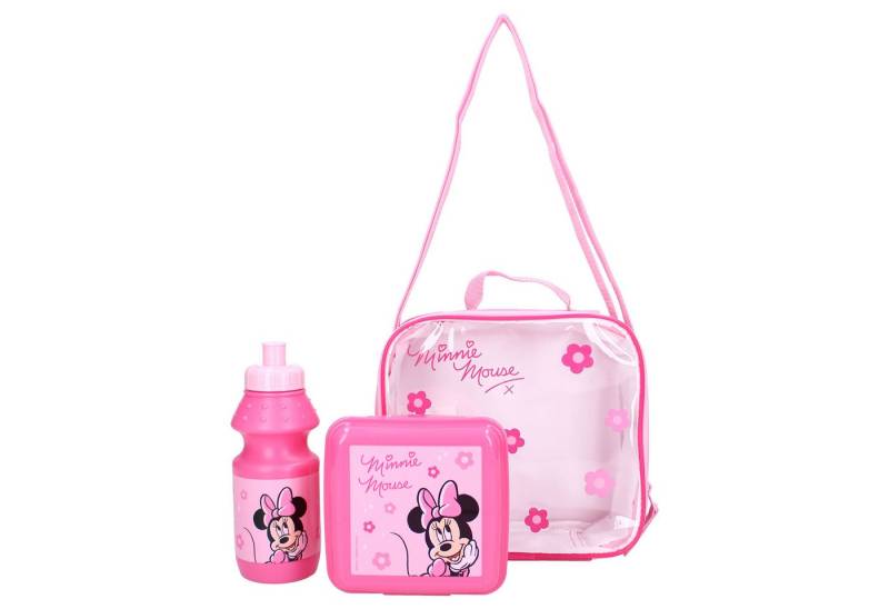 Vadobag Lunchbox Disney Minnie Mouse Lunchtasche Mädchen Vesper Set Rosa, Kunststoff, (3-tlg., 1x Lunchbox, 1x Trinkflasche, 1x Tasche) von Vadobag