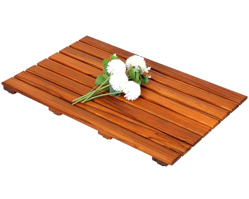 VaeFae Teak Duschmatte rutschfeste Badematte Luxus Spa Matte Holzmatte für Badewanne 43.2 x 66 cm von VaeFae