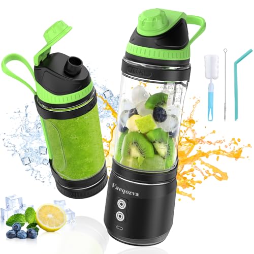 Tragbarer Mixer Smoothie Maker,700ml Vaeqozva Mini Smoothie Mixer To Go Typ-C Wiederaufladbar,Portable Blender mit Reisedeckel & BPA-Freier Flasche für Saft Shake Smoothie Fresh Juice,Schwarz-Grün von Vaeqozva