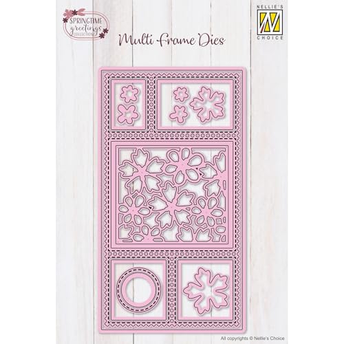 Nellie's Choice Stanzschablone für Ostern mit Blumen - 16 Multi Frame Dies - Stanzform von 8,5 x 15 cm geignet für Stanzmaschine - Bastelzubehör für Karten Basteln, Scrapbooking und DIY von Nellie's Choice