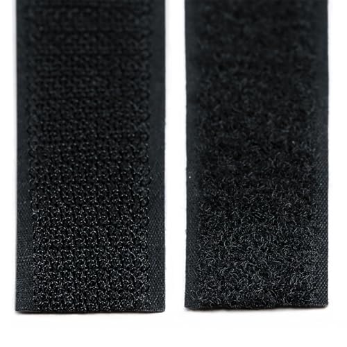 Vaessen Creative 1009-026 Selbstklebend Extra Stark auf Rolle 2 cm x 10 m-Klettverschluss-Klettband zum Nähen, Kartenmachen, Cosplay, Scrapbooking-1x Hakenband und 1x Flauschband-Kabelbinder, Schwarz von Vaessen Creative