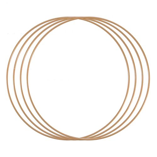 Vaessen Creative 11012-005 Metallringe Ø 30 cm x 3 mm Kreis 4 Stück Drahtkreis Antikes Gold und Deko Kranz aus Metall für TrockenblumenKranz, Makramee, Traumfänger, Mobile Basteln und Wanddeko, 30 cm von Vaessen Creative