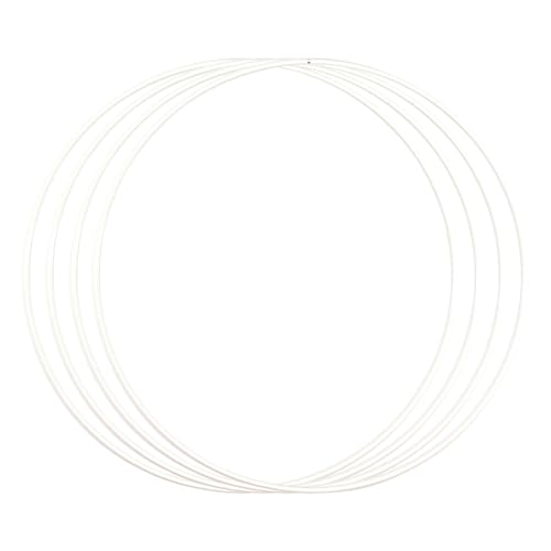 Vaessen Creative 11016-005 Metallringe Ø 30 cm x 3 mm Kreis 4 Stück Drahtkreis Weiß und Deko Kranz aus Metall für TrockenblumenKranz, Makramee, Traumfänger, Mobile Basteln und Wanddeko, 30 cm von Vaessen Creative