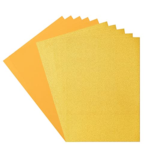 Vaessen Creative 800208-003 Florence Cardstock (216g/m²) & Glitzerpapier (250g/m²), Goldgelb, DIN A4, 10 Stück, für Scrapbooking, Kartenherstellung, Stanzen und andere Papierbasteleien, Gelb von Vaessen Creative