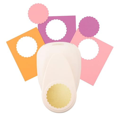 Vaessen Creative Motivstanzer Kreis mit Zierrand, XL, Jumbo Stanzer, Großer Motivlocher aus Metall und Plastik, Ausgestanztes Motiv Ø50,2 mm, zum Basteln mit Papier, Lila von Vaessen Creative