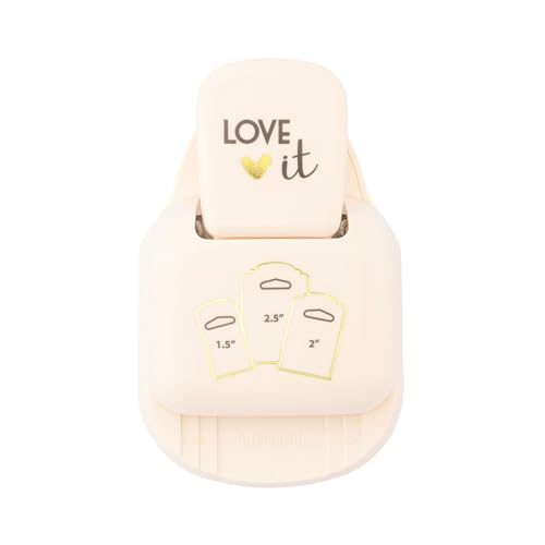 Vaessen Creative Love It Kollektion 3-in-1 Etikettenstanzer zum Erstellen von Labels, Etiketten und Geschenkanhängern mit Muschelkante, Motivstanzer zum Basteln mit Papier 21498-005 von Vaessen Creative