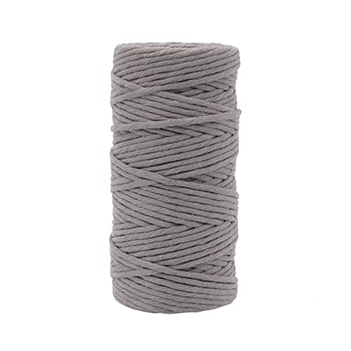 Vaessen Creative Makramee Garn Dunkelgrau, 3mm x 100 m, 100% Baumwolle, in Verschiedenen Farben Verfügbar, DIY, Basteln von Dekoration Wie Blumenampel, Wandbehang, Windlicht, Traumfänger von Vaessen Creative