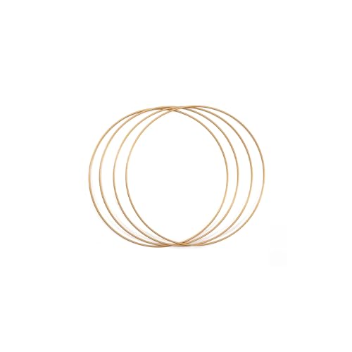 Vaessen Creative Metallringe 20 cm x 3 mm Kreis zum Basteln - 4 Stück Drahtkreis Antique Gold und Deko Kranz aus Metall für TrockenblumenKranz, Makramee, Traumfänger, Mobile Basteln und Wanddeko von Vaessen Creative