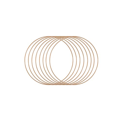 Vaessen Creative Metallringe 20 cm x 3 mm Kreis zum Basteln - 8 Stück Drahtkreis Antique Gold und Deko Kranz aus Metall für TrockenblumenKranz, Makramee, Traumfänger, Mobile Basteln und Wanddeko von Vaessen Creative