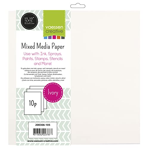 Vaessen Creative Mixed Media Elfenbeinpapier 10-Blatt-Satz für Nass- und Trockentechniken, Elfenbein von Vaessen Creative