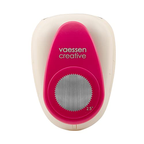 Vaessen Creative Motivstanzer Kreis - Ø 6.3 cm - Stanzer für Bastelpapier, Tonpapier, Scrapbookpapier oder Decoupagepapier, White/Pink von Vaessen Creative
