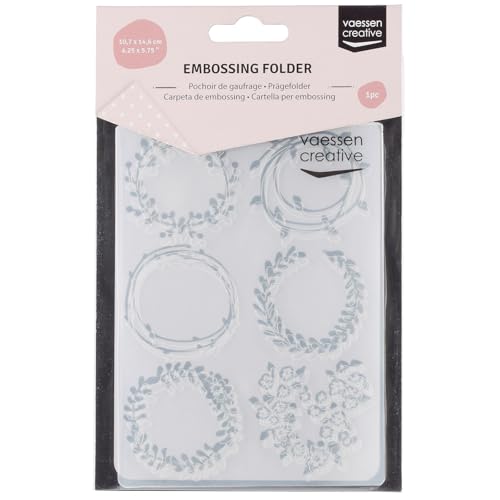 Vaessen Creative Prägeschablone Kränze 14,6 x 10,7 cm – Embossing Folder für Karten Basteln, Scrapbooking, Journaling – Wiederverwendbar, Präzise Ergebnisse, Für Stanzmaschinen von Vaessen Creative