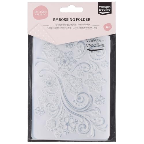 Vaessen Creative Prägeschablone Schneeflocke 14,6 x 10,7 cm – Embossing Folder für Karten Basteln, Scrapbooking, Journaling – Wiederverwendbar, Präzise Ergebnisse, Für Stanzmaschinen von Vaessen Creative