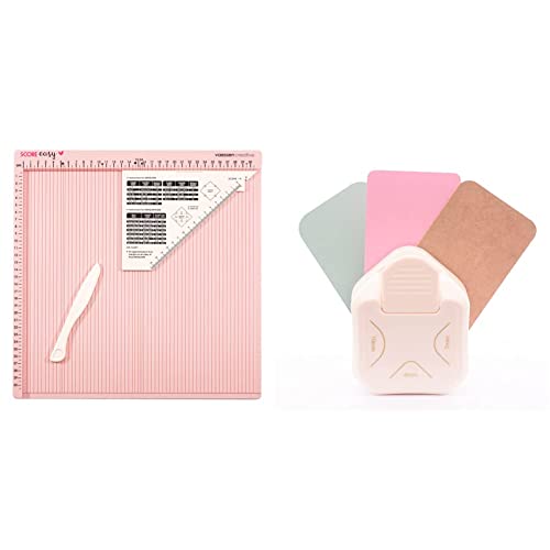Vaessen Creative Score Easy Falzbrett cm/Metric Roze & 3-in-1 Eckenstanzer 4-7-10mm, Crème von Vaessen Creative