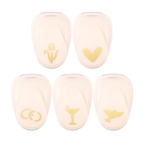 Vaessen Creative Stanzer Set, Motivstanzer Hochzeit, Mit Herz, Taube, Glas, Eheringe Und Tulpe, 2,5 cm, 5 Stück, bis zu 250 g/m², zum Basteln Mit Papier Und Scrapbooking von Vaessen Creative