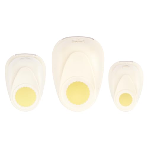 Vaessen Creative Stanzer Set - Motivstanzer - Kreis Gezahnt - 3 Stück - Tonpapier und Bastelmaterial bis zu 250 g/m² - zum Basteln Mit Papier und Scrapbooking, Weiß-gold von Vaessen Creative