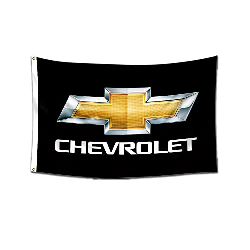 Bannerflagge, kompatibel mit Chevrolet (0,9 x 1,5 m, strapazierfähiges, langlebiges 150D Polyester), Messingösen Banner für Außenbereiche, Männerhöhle / Garage von Vagair