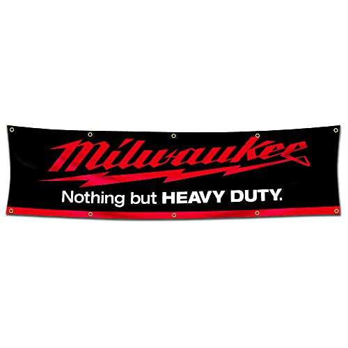 Milwaukee Tools Banner-Flagge – Nothing But Heavy Duty Flagge (6 x 2,4 m, strapazierfähig, strapazierfähiges 150D Polyester), Wanddekoration, Garage, Männerhöhle von Vagair