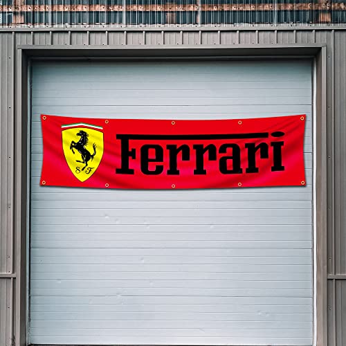 Vagair Ferrari-Banner-Flagge (6 x 2,4 m, strapazierfähiges, langlebiges 150D-Polyester), Messingösen für Außenbereich, Männerhöhle / Garage von Vagair