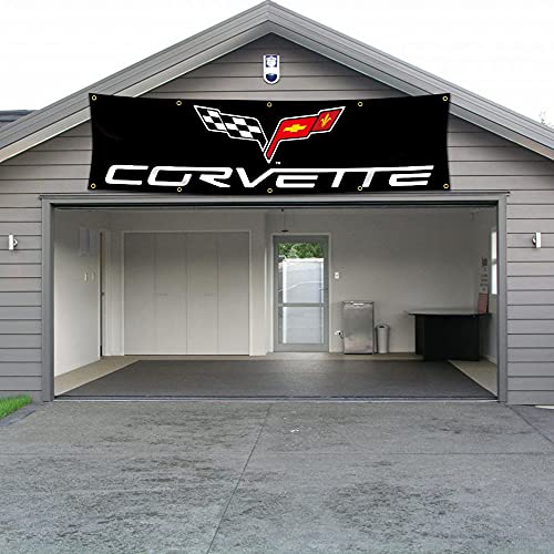 Vagair Großes Banner für Corvette-Flagge, 6 x 2,4 m, lebendige Farbe, 150D-Poly), HD-Druck, 8 Messingösen für Garage, Autorennen von Vagair