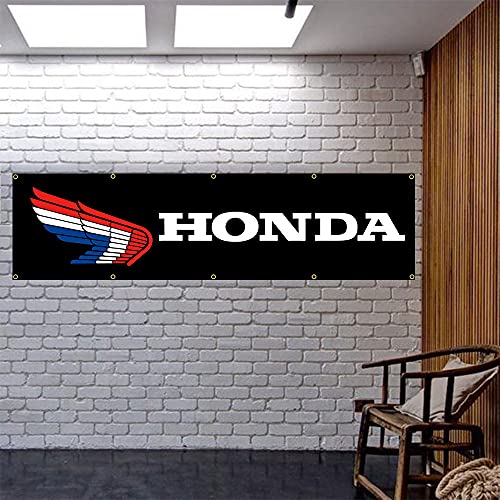 Vagair Schwarze Flagge, kompatibel mit Honda-Flügeln, Garagen-Werkstatt-Banner (6 x 2,4 m, strapazierfähig, 150D-Polyester), 10 Messingösen-Banner von Vagair