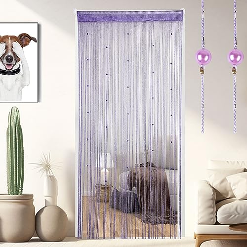 Vagasi 2 Stücke Türvorhang Hochzeit Fadengardine Fadenvorhang 100 x 200 cm Bead Fadenvorhang einfarbig Perle Glitzer schön für Schlafzimmer Restaurant Fotografie Hintergrund, Perle Violett von Vagasi