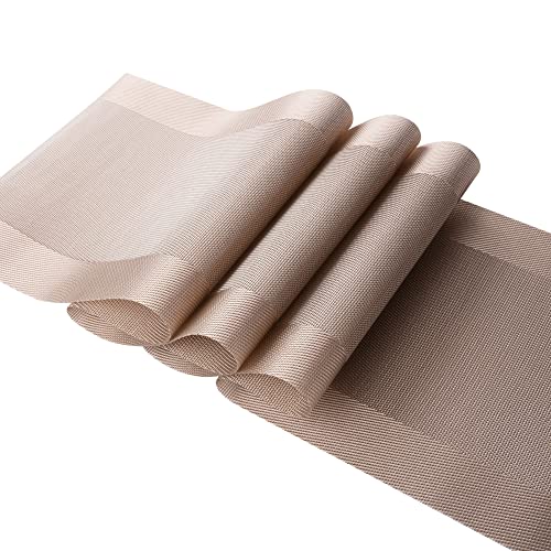 Vagasi Tischläufer Khaki Rolle Tischband Modern Leinenoptik Tischdecke für Innen- und Außenbereich, Gartentisch Couchtisch Tischwäsche Tischdeko，274 x 30cm von Vagasi