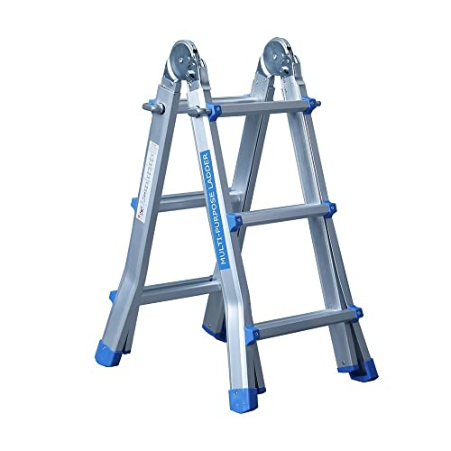 Klappleiter Teleskopleiter Stehleiter 4x3 Mehrzweckleiter Alu Leiter von Vago-Tools