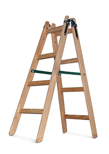 VaGo Holzleiter Trittleiter Stehleiter 2x4 Stufen zweiseitige Leiter Klappleiter von Vago-Tools